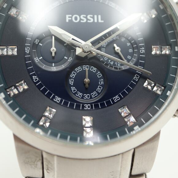 Fossil Mens Oversized Dark Navy Blue Chrono 48mm Watch FS4565 w New Battery - Picture 7 of 11